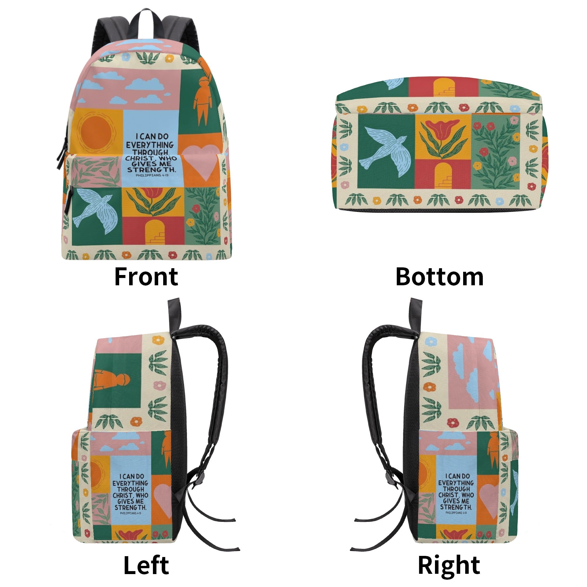 Philippians 4:13 Backpack, I Can Do Everything Through Christ Backpack, Christian Inspirational Backpack, Bible Verse Faith School Bag, Motivational Gift.PLAF45